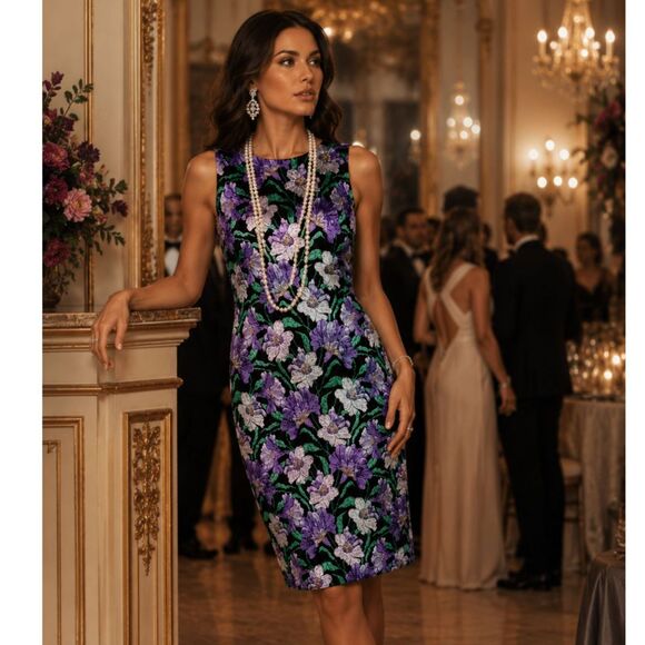 Carolina Herrera Dresses & Skirts - NWT.$4.5k Carolina Herrera Metallic Floral Brocade Shift Dress Sz 2